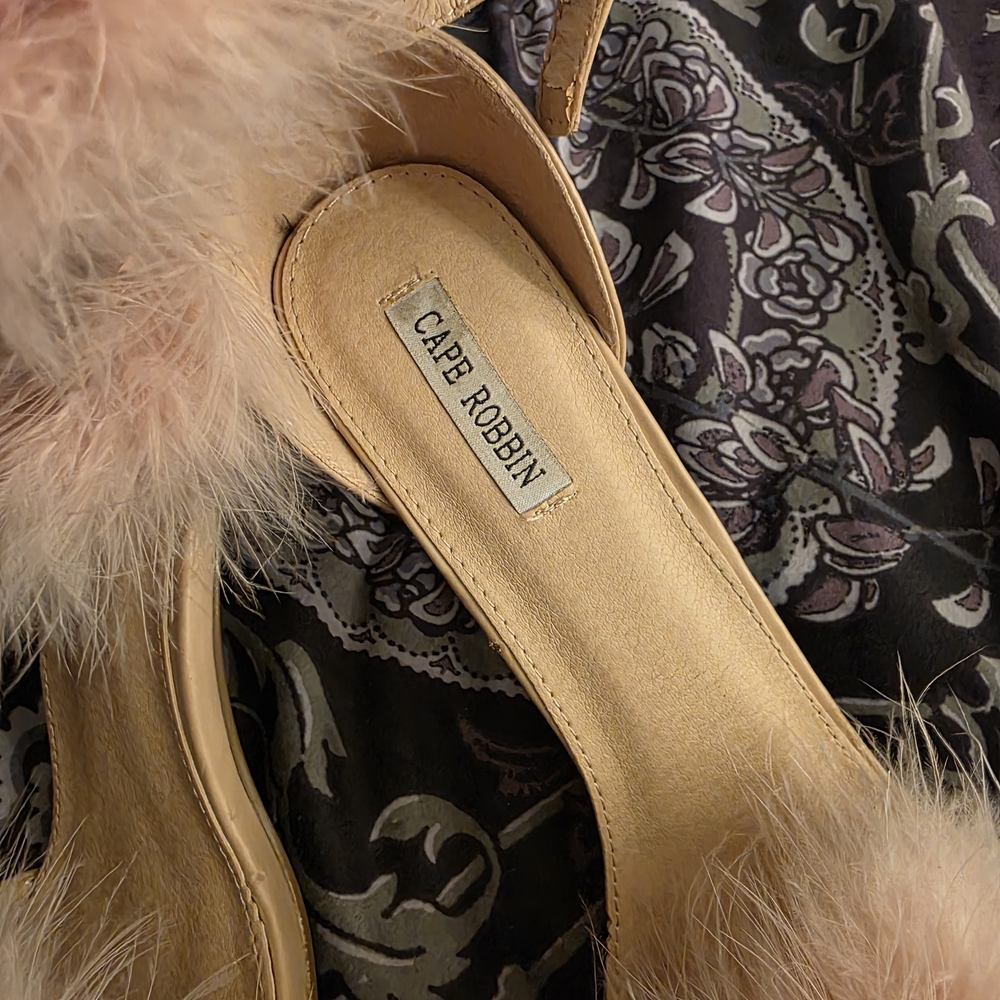 Pink Faux-Fur Ankle Strap High Heels - Picture 2 of 7